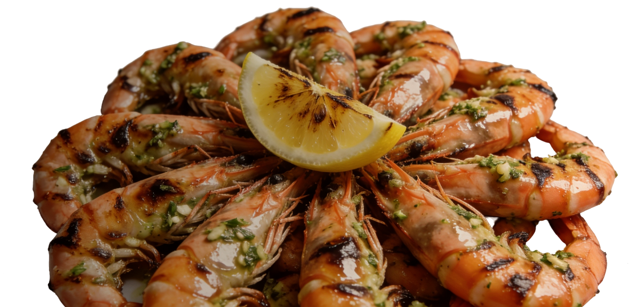 Gambas grillées au beurre d'herbes et citron